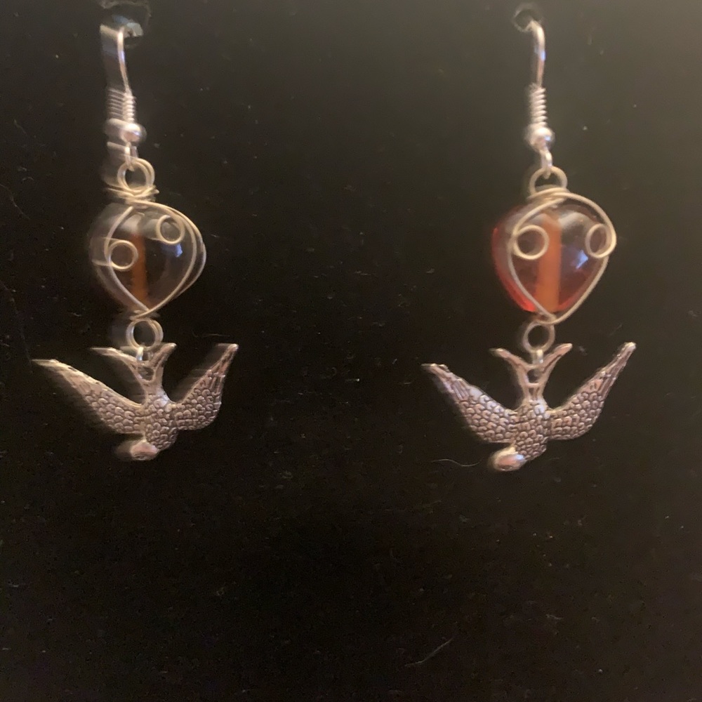 Silver bird earrings